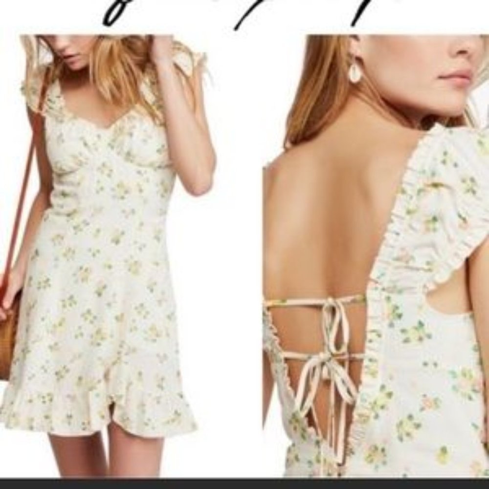 Free People NEW Like A Lady Citrus Floral Mini Dress Small